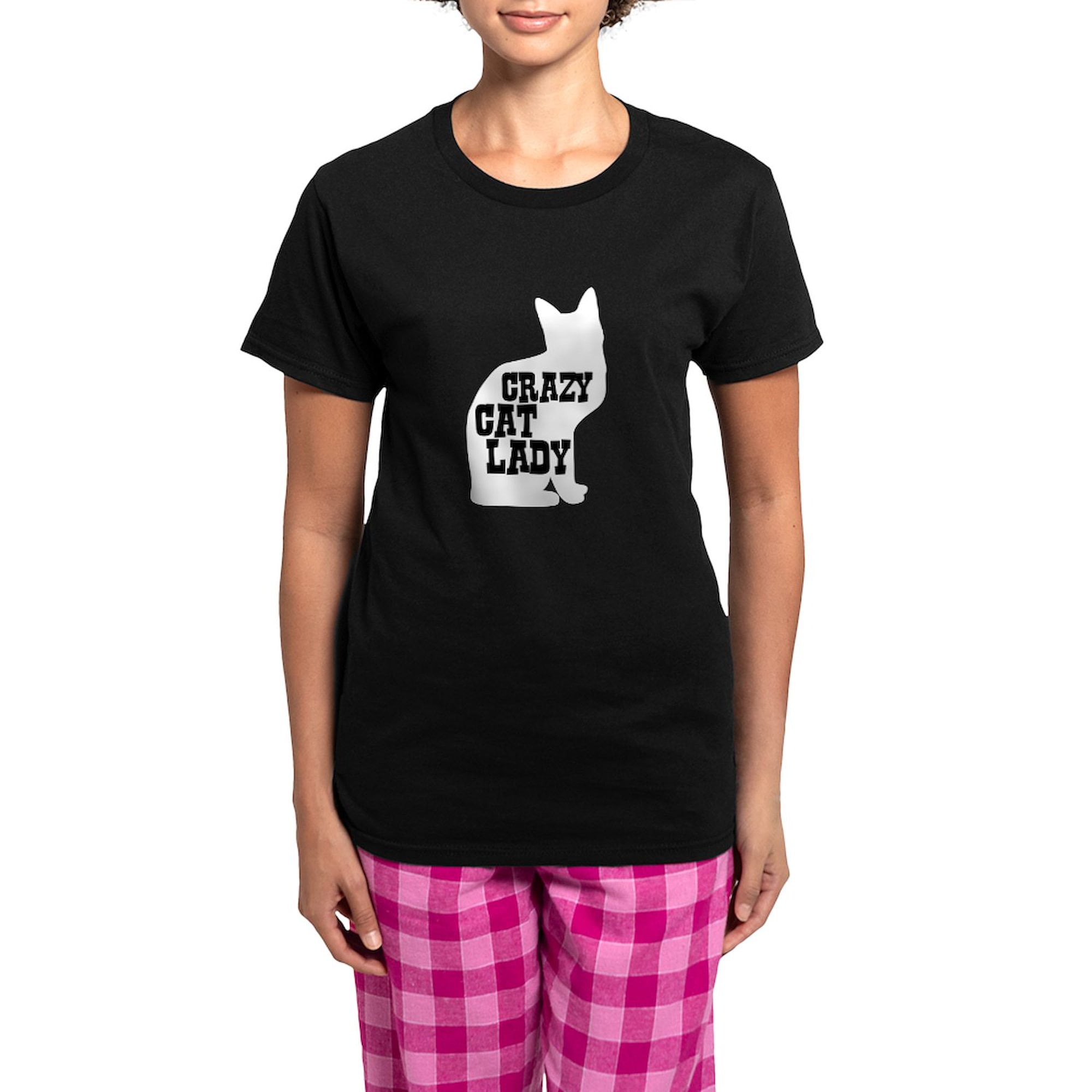 CafePress Crazy Cat Lady Women s Dark Pajamas Women s Short Sleeve Print T Shirt and Pants Dark Cotton Pajama Set