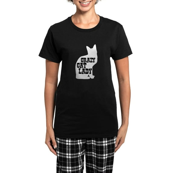 CafePress - Crazy Cat Lady Women's Dark Pajamas - Women's Short Sleeve Print T-Shirt and Pants Dark Cotton Pajama Set