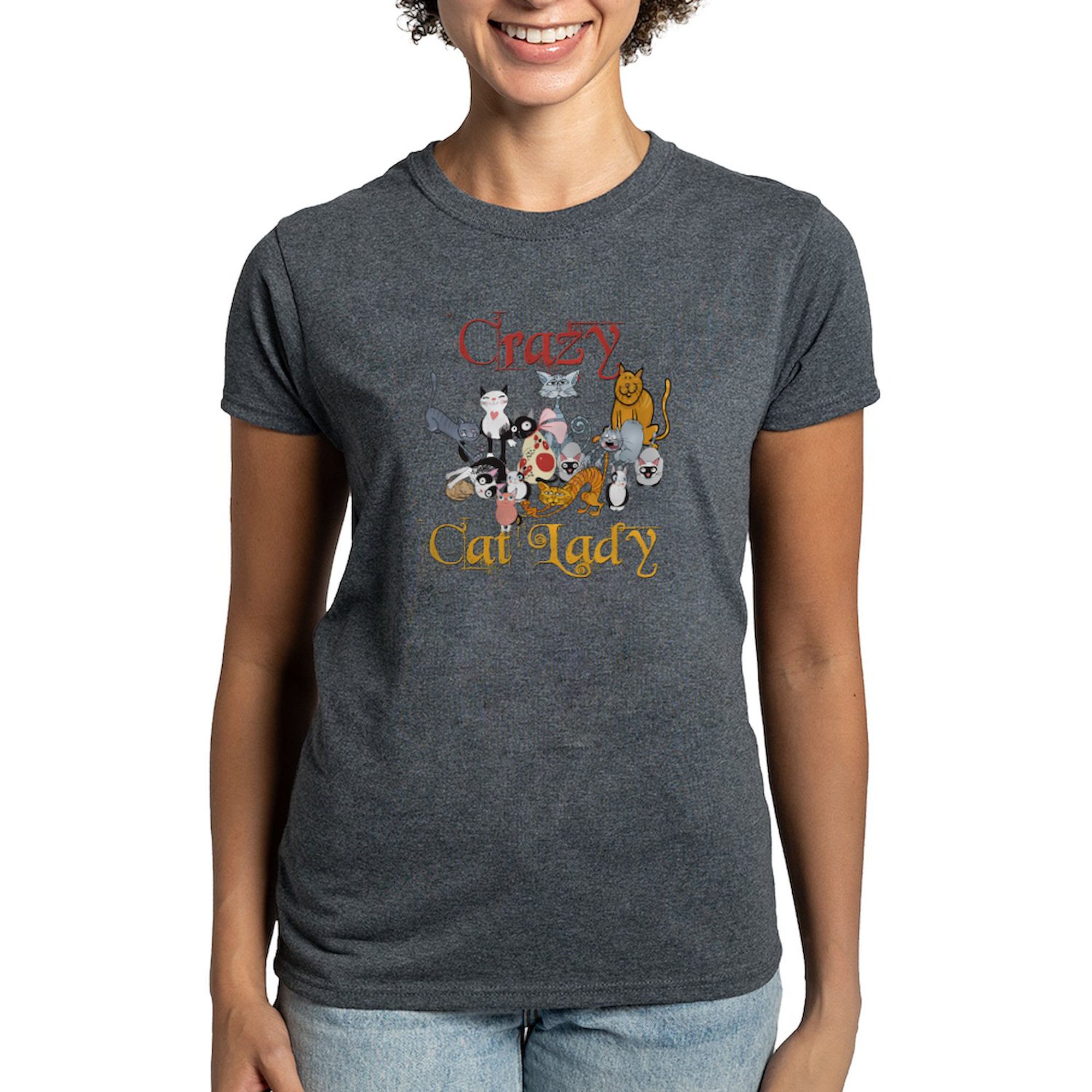 CafePress - Crazy Cat Lady Women's Dark T Shirt - Women's Traditional Fit Dark T-Shirt - image 1 of 4