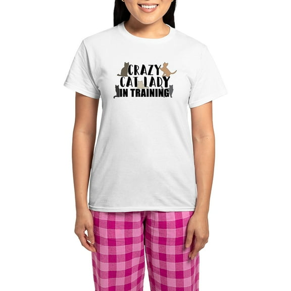 CafePress - Crazy Cat Lady Women's Light Pajamas - Women's Short Sleeve Print T-Shirt and Pants Light Cotton Pajama Set