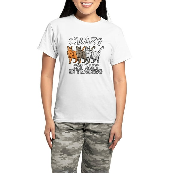 CafePress - Crazy Cat Lady Women's Light Pajamas - Women's Short Sleeve Print T-Shirt and Pants Light Cotton Pajama Set