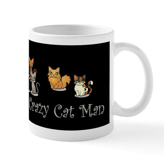 CafePress - Crazy Cat Man Mugs - 11 oz Ceramic Mug - Novelty Coffee Tea Cup