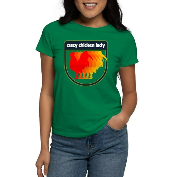 CafePress - Crazy Chicken Lady Women's Classic T Shirt - Women's Traditional Fit Dark T-Shirt