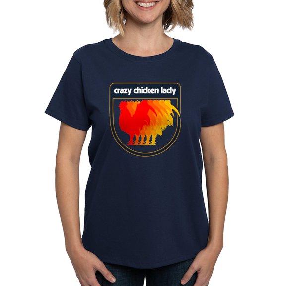 CafePress - Crazy Chicken Lady Women's Classic T Shirt - Women's Traditional Fit Dark T-Shirt