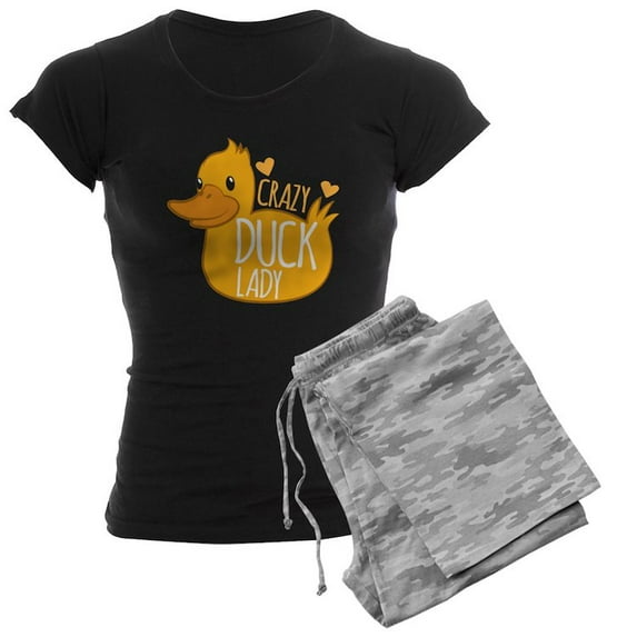 CafePress - Crazy Duck Lady Pajamas - Women's Dark Pajamas