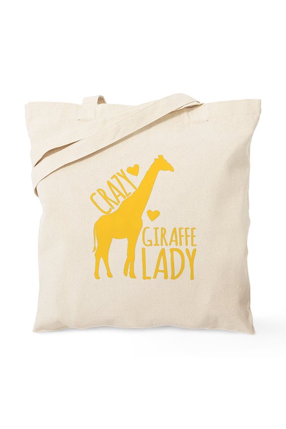 - Crazy Giraffe Lady Tote Bag - Unisex Canvas Tote Bag, Beige, 1-Piece