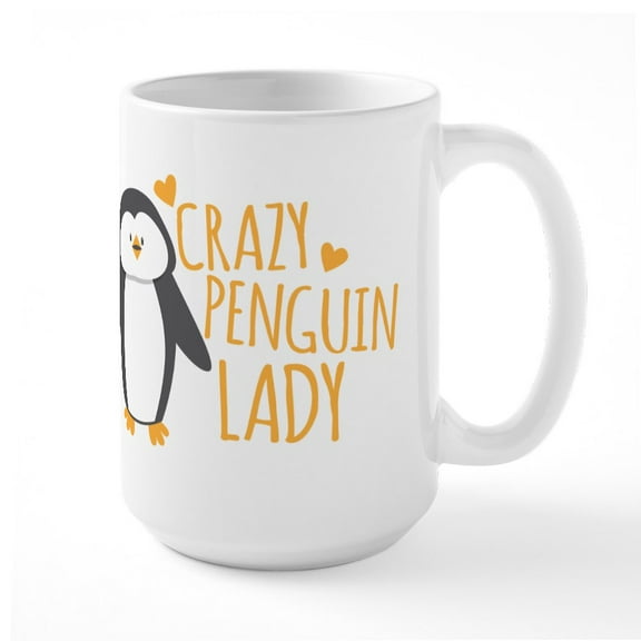 CafePress - Crazy Penguin Lady Mugs - 15 oz Ceramic Large White Novelty Mug