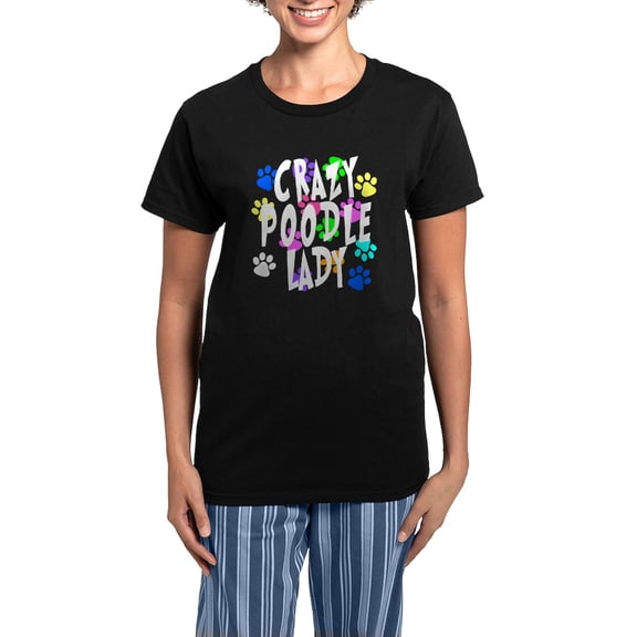 CafePress - Crazy Poodle Lady Women's Dark Pajamas - Women's Short Sleeve Print T-Shirt and Pants Dark Cotton Pajama Set