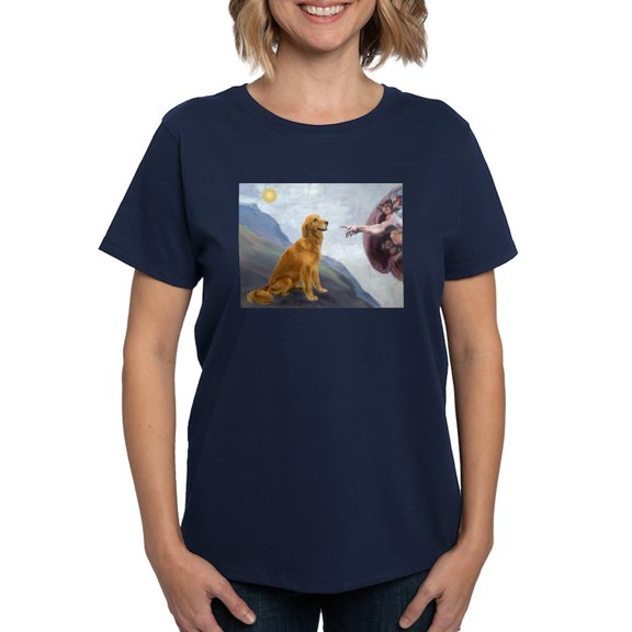 CafePress - Creation (#2) & Golden Women's Dark T Shirt - Women's Traditional Fit Dark T-Shirt