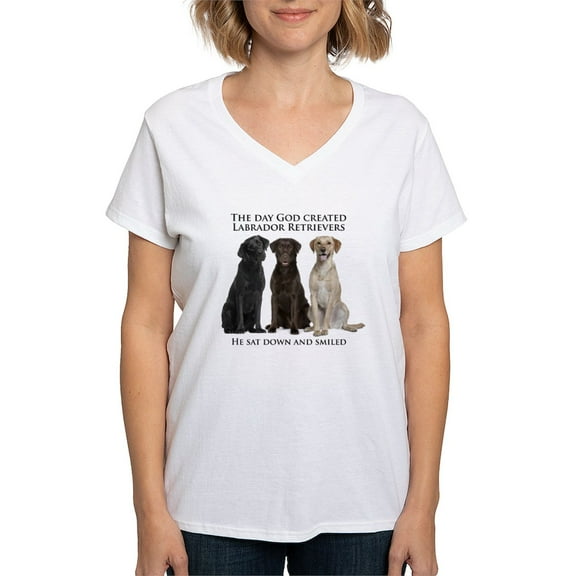 CafePress - Creation Of Labs T Shirt - Womens Cotton V-Neck T-shirt