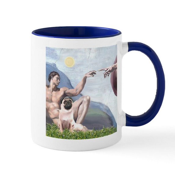 CafePress - Creation Pug 1 Mug - 11 oz Ceramic Mug - Novelty Coffee Tea Cup