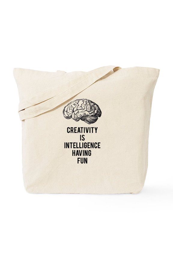 - Creativity Is Intelligence Having Fun Tote Bag - Unisex Canvas Tote Bag, Beige, 1-Piece