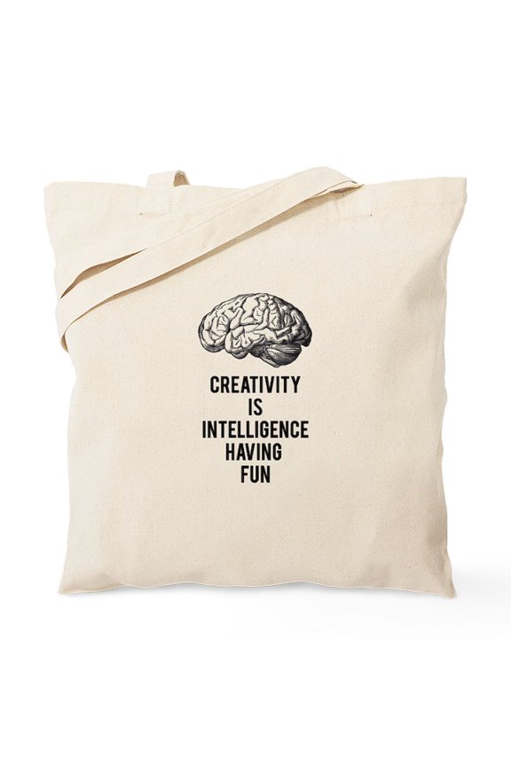 - Creativity Is Intelligence Having Fun Tote Bag - Unisex Canvas Tote Bag, Beige, 1-Piece