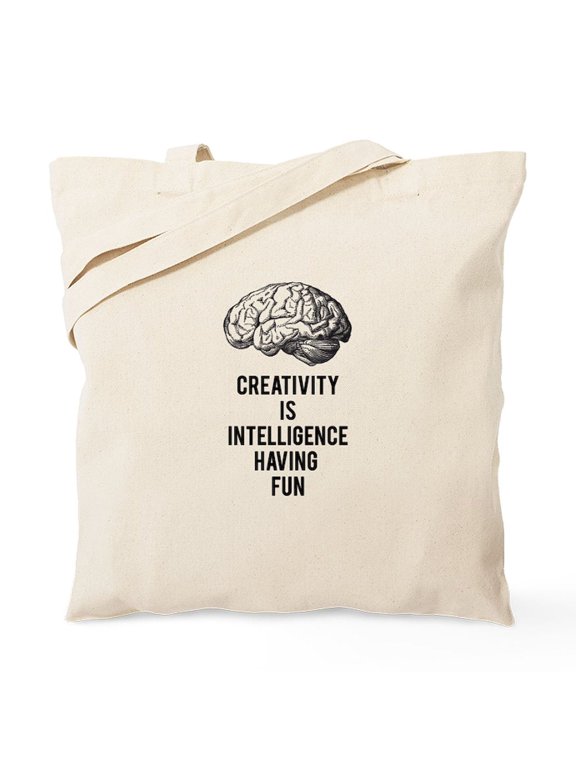 - Creativity Is Intelligence Having Fun Tote Bag - Unisex Canvas Tote Bag, Beige, 1-Piece