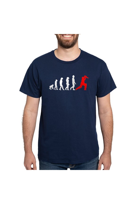 - Cricket Evolution (Red) T Shirt - Men's Classic Graphic Cotton T-Shirt