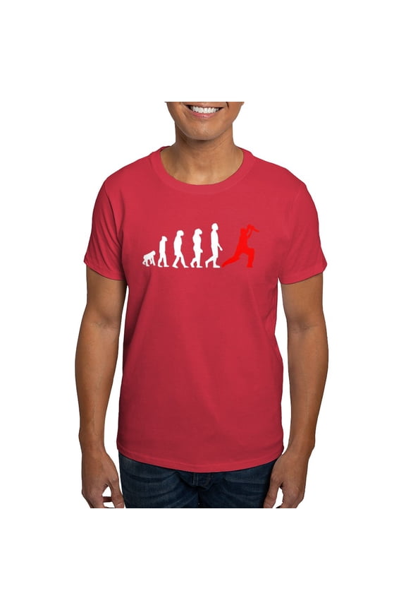 - Cricket Evolution (Red) T Shirt - Men's Classic Graphic Cotton T-Shirt
