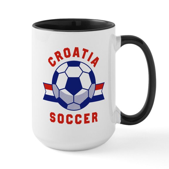 CafePress - Croatia Soccer Mugs - 15 oz Ceramic Large White Novelty Mug