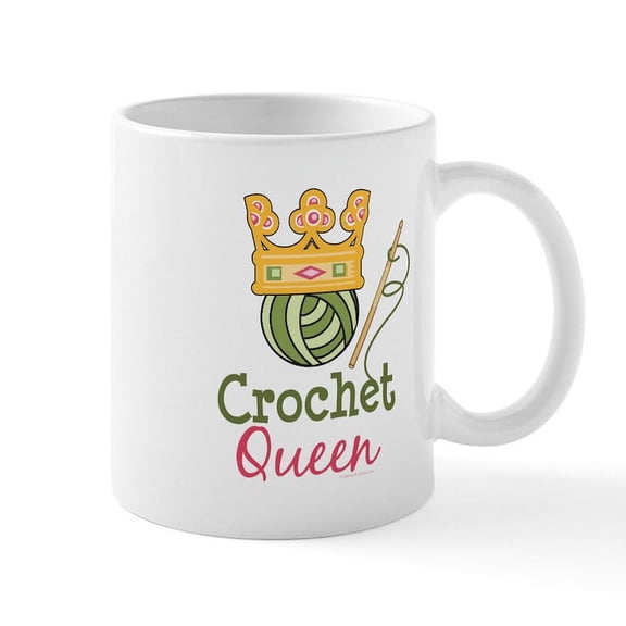 CafePress - Crochet Queen Mug - 11 oz Ceramic Mug - Novelty Coffee Tea Cup