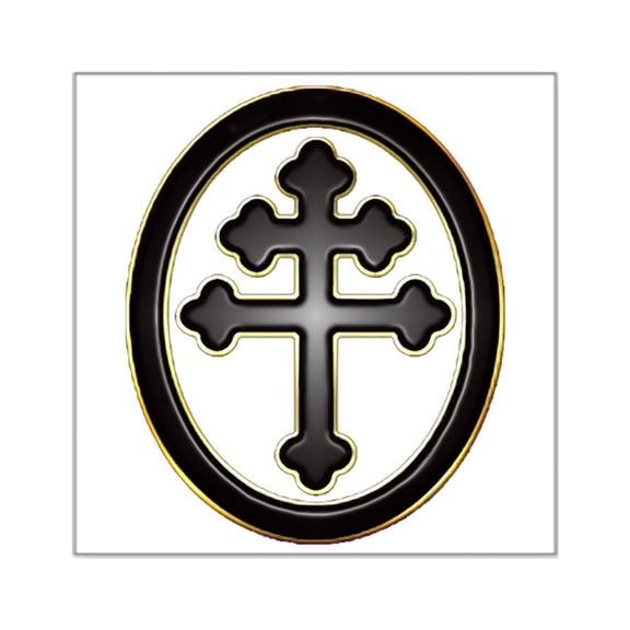 CafePress - Cross Of Lorraine Neon Plastic2 Square Sticke - Square Sticker 3" x 3"