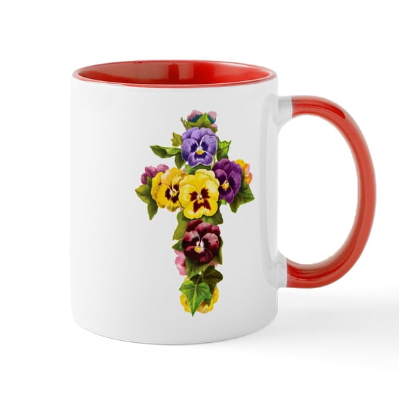 CafePress - Cross Of Spring Flowers Mugs - 11 oz Ceramic Mug - Novelty Coffee Tea Cup