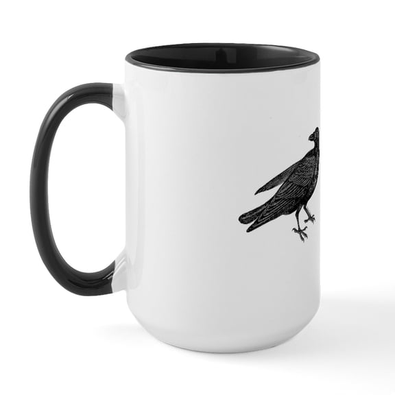 CafePress - Crow Mug Large Mug - 15 oz Ceramic Large White Novelty Mug