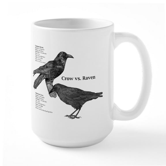 CafePress - Crow Vs. Raven Large Mug - 15 oz Ceramic Large White Novelty Mug