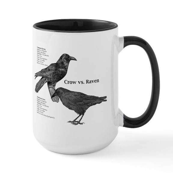 CafePress - Crow Vs. Raven Large Mug - 15 oz Ceramic Large White Novelty Mug