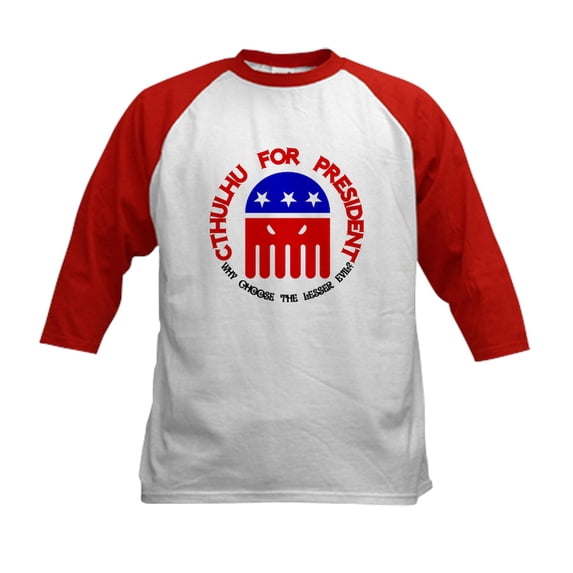 CafePress - Cthulhu For President Kids Baseball Jersey - Kids Cotton Baseball Jersey, 3/4 Sleeve Shirt
