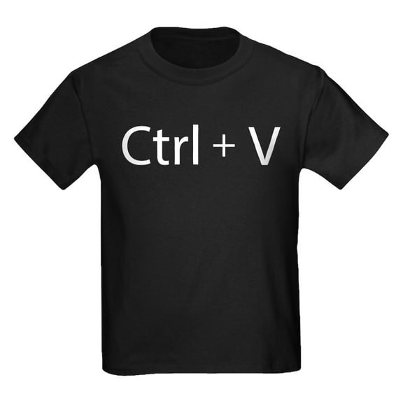 CafePress - Ctrl + V Kids Dark T Shirt - Dark T-Shirt Kids XS-XL