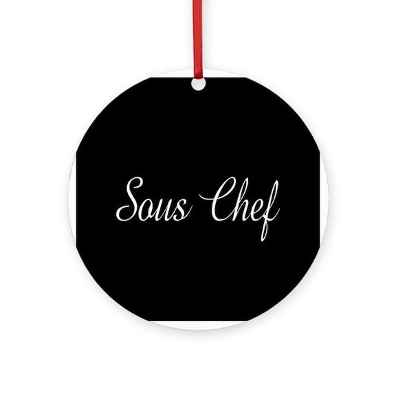 CafePress - Culinary: Sous Chef (Cursive) - Round Wood Ornament 4"