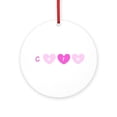 thumbnail image 1 of CafePress - Cure Pink Hearts Breast Cancer 47 -  Round Wood Ornament 4", 1 of 2