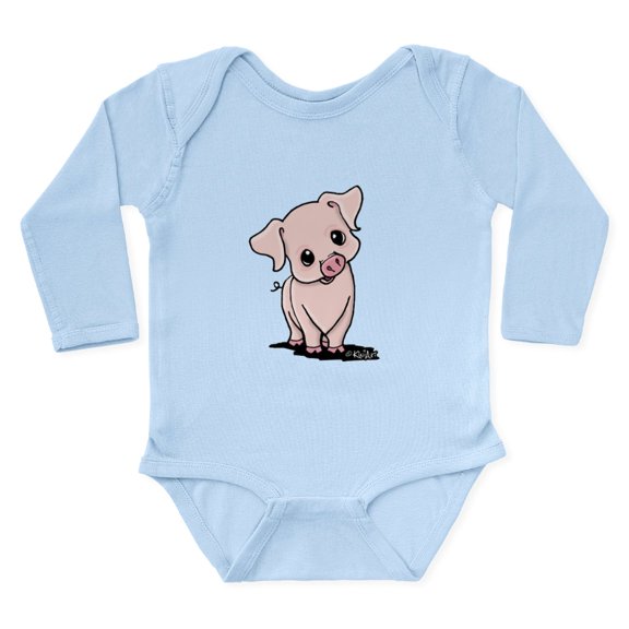 CafePress - Curious Piggy Long Sleeve Infant Bodysuit - Long Sleeve Cotton Baby Bodysuit