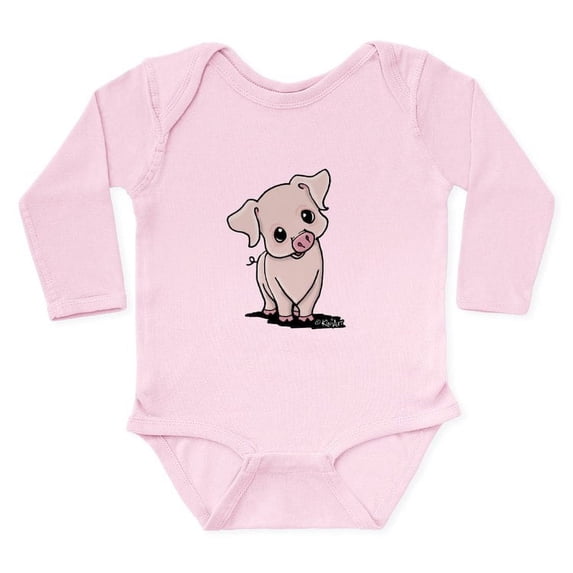 CafePress - Curious Piggy Long Sleeve Infant Bodysuit - Long Sleeve Cotton Baby Bodysuit