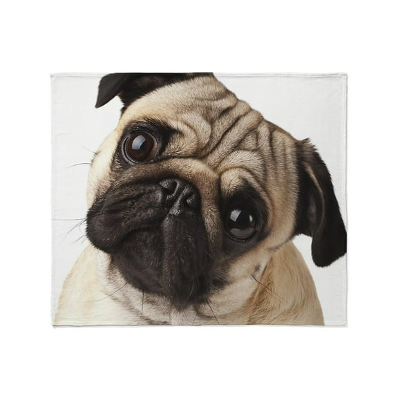 CafePress - Curious Pug Throw Blanket - Soft Fleece Throw Blanket, 50"x60" for All Ages