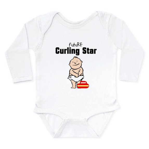 CafePress - Curling Body Suit - Long Sleeve Cotton Baby Bodysuit