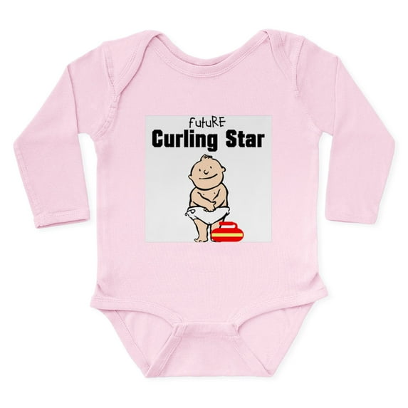 CafePress - Curling Body Suit - Long Sleeve Cotton Baby Bodysuit