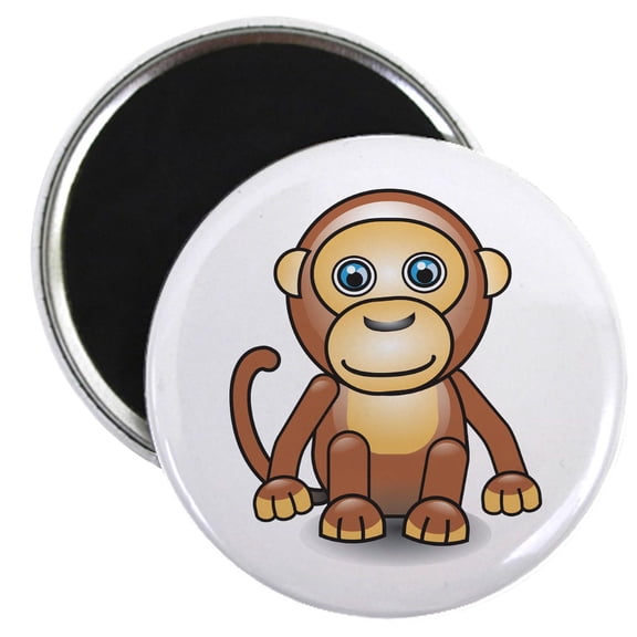 CafePress - Cute 3D Monkey Magnet - 2.25" Round Magnet, Refrigerator Magnet, Button Magnet Style
