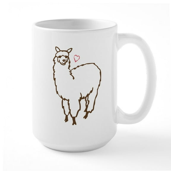 CafePress - Cute Alpaca Large Mug - 15 oz Ceramic Large White Novelty Mug