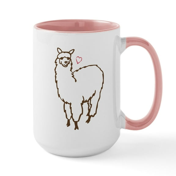 CafePress - Cute Alpaca Large Mug - 15 oz Ceramic Large White Novelty Mug