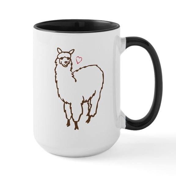 CafePress - Cute Alpaca Large Mug - 15 oz Ceramic Large White Novelty Mug