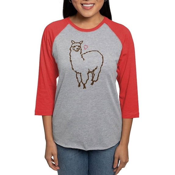 CafePress - Cute Alpaca - Womens Baseball Tee