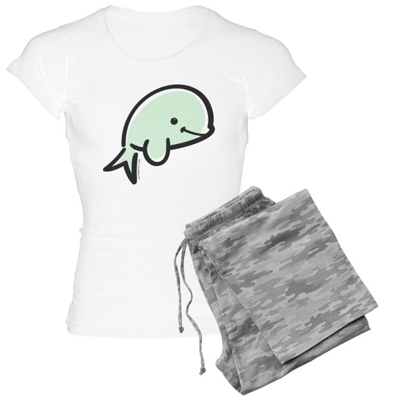CafePress - Cute Baby Beluga Women's Light Pajamas - Women's Short Sleeve Print T-Shirt and Pants Light Cotton Pajama Set