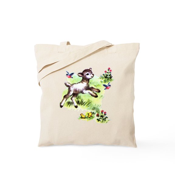 CafePress - Cute Baby Lamb Sheep Tote Bag - Unisex Canvas Tote Bag, Beige, 1-Piece