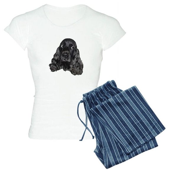 CafePress - Cute Black Cocker Spaniel Portrait Print Pajamas - Women's Light Pajamas
