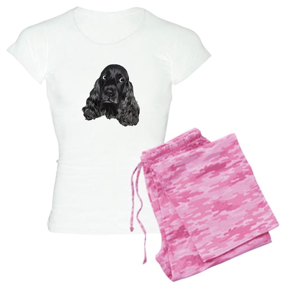 CafePress - Cute Black Cocker Spaniel Portrait Print Pajamas - Women's Light Pajamas