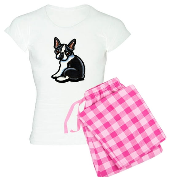 CafePress - Cute Boston Terrier Women's Light Pajamas - Women's Short Sleeve Print T-Shirt and Pants Light Cotton Pajama Set