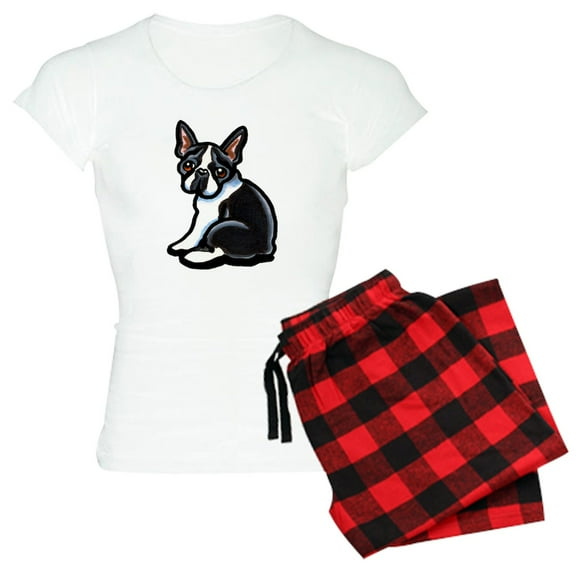 CafePress - Cute Boston Terrier Women's Light Pajamas - Women's Short Sleeve Print T-Shirt and Pants Light Cotton Pajama Set