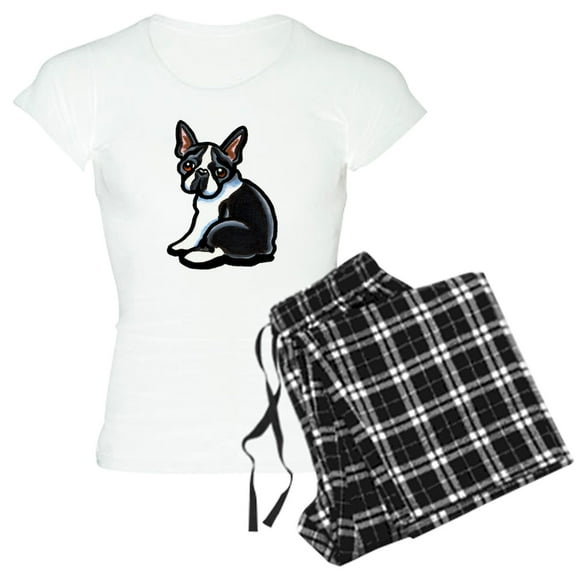 CafePress - Cute Boston Terrier Women's Light Pajamas - Women's Short Sleeve Print T-Shirt and Pants Light Cotton Pajama Set