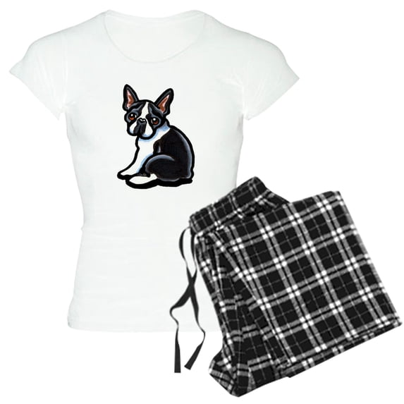 CafePress - Cute Boston Terrier Women's Light Pajamas - Women's Short Sleeve Print T-Shirt and Pants Light Cotton Pajama Set
