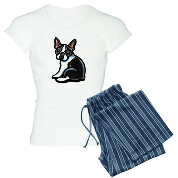 CafePress - Cute Boston Terrier Women's Light Pajamas - Women's Short Sleeve Print T-Shirt and Pants Light Cotton Pajama Set
